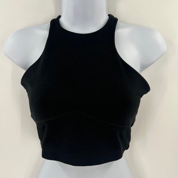 POPFLEX Other - Popflex Black Longline Sports Bra Size 8 High Neck Cross Strap Yoga Pilates Top